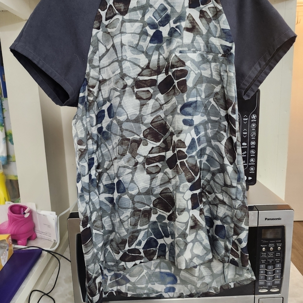 Simply Vera Vera Wang Geometric Blouse - Blue and Gray